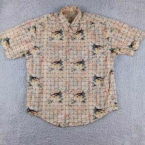 Crossings Mens Large Marlin Nautical Map Fastnet Race Short Sleeve Button Shirt